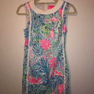 Lilly Pulitzer floral white collard dress size(00)